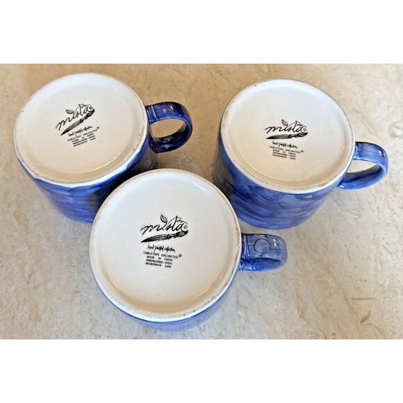 Tabletops Unlimited Misto Hand Painted Extra Large Set of 3 Mugs Fruit Motifs - Picture 4 of 7